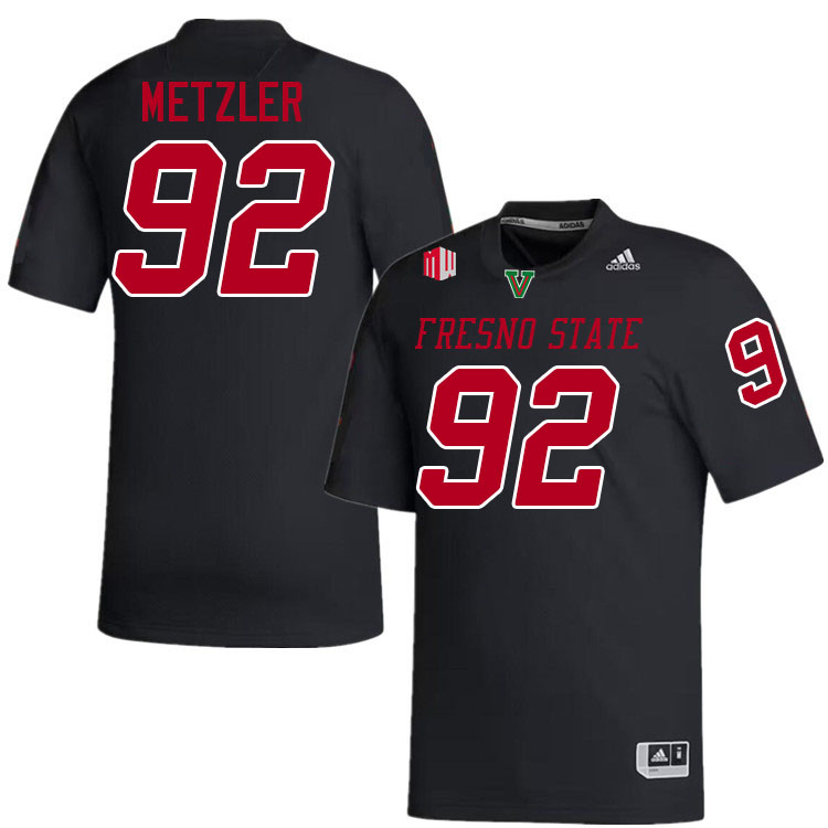 Fresno State Bulldogs #92 Jack Metzler College Football Jerseys Stitched-Black Fresno State Bulldogs #92 Jack Metzler College Football Jerseys Stitched-Black